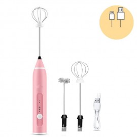 Milk Frother Handheld with 3 Heads Coffee Whisk Foam Mixer with USB Rechargeable 3 Speeds Electric Mini Hand Blender for Latte Cappuccino Hot Chocolate Egg

