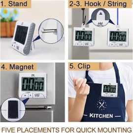 Large Display, Digital Kitchen Timer & Stopwatch,Bold Digits, Simple Operation, Loud Alarm, Magnetic Kickstand for Cooking and Classroom
