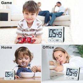 Large Display, Digital Kitchen Timer & Stopwatch,Bold Digits, Simple Operation, Loud Alarm, Magnetic Kickstand for Cooking and Classroom
