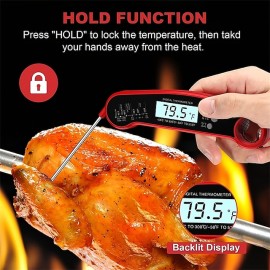 Digital Instant Read Meat Thermometer with Probe for Grilling BBQ Cooking Baking Liquids & Candy
