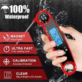 Instant Read Meat Thermometer Kitchen Thermometer Waterproof Ultra Fast Digital Display Food Water Milk Thermometer for Outdoor Cooking BBQ and Kitchen Temperature Tester Household Tool
