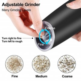 Gravity Electric Pepper Grinder Salt and Pepper Mill & Adjustable Coarseness Battery Powered with LED Light One Hand Automatic Operation

