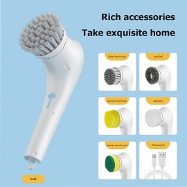 5 In 1 Electric Cleaning Brush Bathroom Kitchen Wash Brush USB Handheld Bathtub Sink Brush Automatic Window Cleaning Brush Tool
