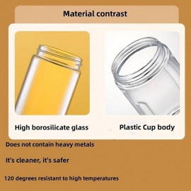 Multifunctional Household Portable Travel Fully Automatic Juice Cup Juicer, Easy To Clean, Small Fruit Extractor, Baby Food Supplement Machine, Student Handheld USB Charging Mini Juice Machine, One-button Slug Cap, 500ML High Borosilicate Glass Cup
