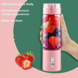 Multifunctional Household Portable Travel Fully Automatic Juice Cup Juicer, Easy To Clean, Small Fruit Extractor, Baby Food Supplement Machine, Student Handheld USB Charging Mini Juice Machine, One-button Slug Cap, 500ML High Borosilicate Glass Cup
