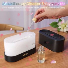 Upgraded Flame Diffuser 180ml Aromatherapy Oil Diffuser Ultrasonic Cool Mist Diffuser with Waterless Auto Shut-Off Protection,RGB Color Flame Lights for Home Office

