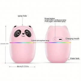 220ML USB Panda Mini Humidifier, 7 Colors LED Aromatherapy Essential Oil Diffuser Spray
