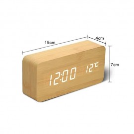 Wooden Alarm Clocks LED Digital Clock Electronics Mute Snooze Horloge Temperature and Humidity Display Desk Bedroom Decoration
