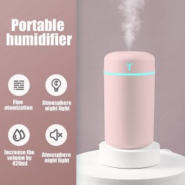 Portable 420ml Air Humidifier Aroma Oil Humidificador for Home Car USB Cool Mist Sprayer with Colorful Soft Night Light
