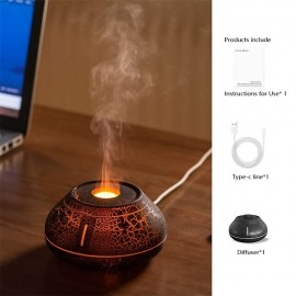 Crackle Paint Flame Aroma Diffuser Simulation Flame Air Humidifier Cool Mist Humidifier Quiet Ultrasonic Humidifiers For Bedroom Home School Dorm Cute Aesthetic Stuff Home Decor Room Decor

