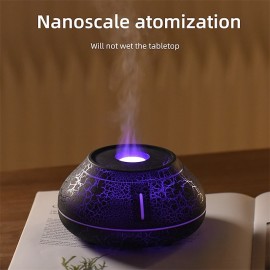 Crackle Paint Flame Aroma Diffuser Simulation Flame Air Humidifier Cool Mist Humidifier Quiet Ultrasonic Humidifiers For Bedroom Home School Dorm Cute Aesthetic Stuff Home Decor Room Decor

