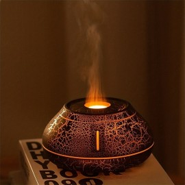 Crackle Paint Flame Aroma Diffuser Simulation Flame Air Humidifier Cool Mist Humidifier Quiet Ultrasonic Humidifiers For Bedroom Home School Dorm Cute Aesthetic Stuff Home Decor Room Decor
