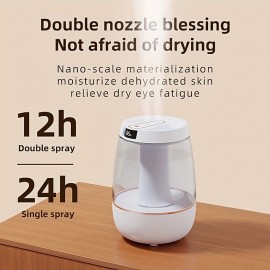 Cool Mist Humidifier With Double Spray Head Bedroom Night Light Humidifier For Home Nursery Plant Humidifier Silent Air Humidifier Sustainable Use Up To 36 Hours Water Shortage Auto Shut Off
