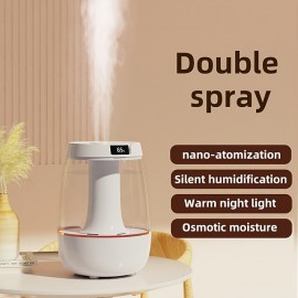 Cool Mist Humidifier With Double Spray Head Bedroom Night Light Humidifier For Home Nursery Plant Humidifier Silent Air Humidifier Sustainable Use Up To 36 Hours Water Shortage Auto Shut Off
