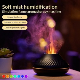 Volcano Air Humidifier Aroma Diffuser Essential Oil Lamp 130ml USB Portable Air Humidifier with 7 Colors Flame Night Light
