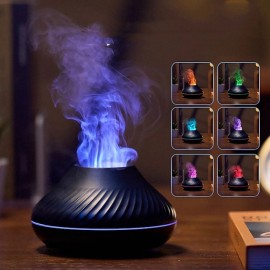 Volcano Air Humidifier Aroma Diffuser Essential Oil Lamp 130ml USB Portable Air Humidifier with 7 Colors Flame Night Light
