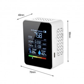 Multifunctional 5in1 CO2 Meter Digital Temperature Humidity Tester Carbon Dioxide TVOC HCHO Detector Air Quality Monitor
