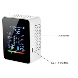 Multifunctional 5in1 CO2 Meter Digital Temperature Humidity Tester Carbon Dioxide TVOC HCHO Detector Air Quality Monitor

