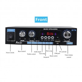 AK35 Home Amplifier 2 Channel Device Bluetooth 800 Surround Sound FM USB Remote Control Mini Digital HIFI Stereo Amplifier 5.0 W
