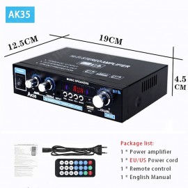 AK35 Home Amplifier 2 Channel Device Bluetooth 800 Surround Sound FM USB Remote Control Mini Digital HIFI Stereo Amplifier 5.0 W
