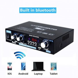 AK35 Home Amplifier 2 Channel Device Bluetooth 800 Surround Sound FM USB Remote Control Mini Digital HIFI Stereo Amplifier 5.0 W
