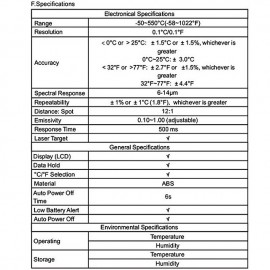 1PC Non-Contact Infrared Kitchen Thermometer Handheld Digital Infrared Thermometer IR Laser Thermometer -5050/550 Industrial Thermometer Meter Pyrometer(without Battery)

