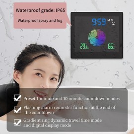 Creative Waterproof Silent Clock Bathroom Electronic Wall Clock Temperature Humidity Chronometer With Suction Cup Kitchen Moisture-Proof Timer
