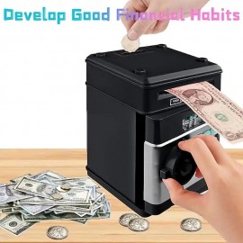 Piggy Bank, Electronic ATM Password Cash Coin Can Auto Scroll Paper Money Saving Box Toy Gift for Kids
