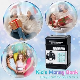 Piggy Bank, Electronic ATM Password Cash Coin Can Auto Scroll Paper Money Saving Box Toy Gift for Kids
