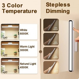 Rechargeable LED Magnetic Reading Light, Desk Lamp 3 Color Modes Stepless Dimming Eye Protection Remote Control Table Lamp Touch Dimming Bedroom Dormitory Light

