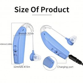 Noise Reduction Sound Amplifier With Charge Case Type-C Port BTE Hearing Aid Rechargeable For Deafness
