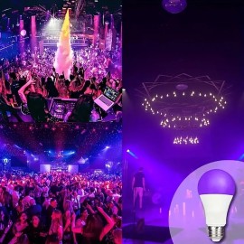 UV Purple Light Bulb 385-400nm 9W Plastic Wrapped Aluminum Screw Mouth Halloween Party Ghost House Fluorescent Atmosphere Decoration
