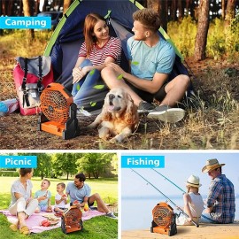 Camping Fan Portable Battery Operated Fan for Tents Hangable Silent Fan with LED Lantern USB Rechargeable 7800mAh for Fishing Camping Bedroom

