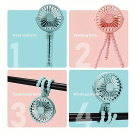 USB Charging Portable Fan Eight-claw Fish Mini Luminous Fan Can Be Hung Can Be Standing Can Be Wrapped Three Windshields
