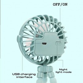 USB Charging Portable Fan Eight-claw Fish Mini Luminous Fan Can Be Hung Can Be Standing Can Be Wrapped Three Windshields
