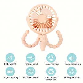 USB Charging Portable Fan Eight-claw Fish Mini Luminous Fan Can Be Hung Can Be Standing Can Be Wrapped Three Windshields
