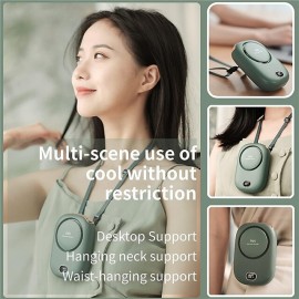 Stay Cool On The Go: Portable Neck Fan With Adjustable Lanyard & USB Rechargeable 3 Speed Fan!
