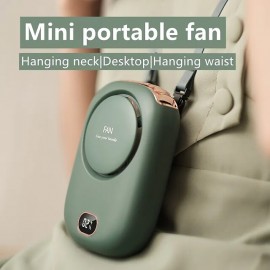 Stay Cool On The Go: Portable Neck Fan With Adjustable Lanyard & USB Rechargeable 3 Speed Fan!
