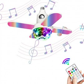 Colorful LED E27 Bulb 4-Leaves Lamp Music Bluetooth Audio Folding Remote Control Christmas Projection Starry Light
