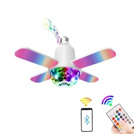 Colorful LED E27 Bulb 4-Leaves Lamp Music Bluetooth Audio Folding Remote Control Christmas Projection Starry Light
