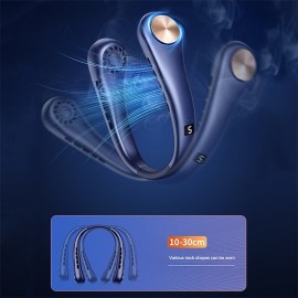 USB LED Digital Display Hanging Neck Fan Portable Summer Air Cooling Bladeless Outdoor Sports Travel Leafless Wearable Neckband Fans
