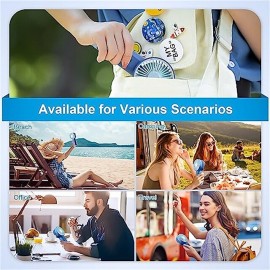 Mini Handheld Fan with Spray Function and 3 Adjustable Speeds Portable Makeup Cooling Fan USB Rechargeable Pocket Fan with Lanyard for Home Office and Outdoor Activities
