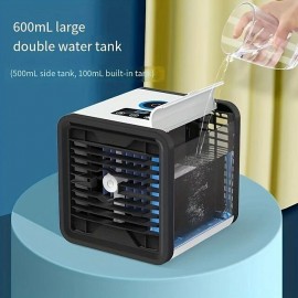 1pc New USB Mini Air Conditioner Fan Cold Air Machine Cooler Home Desktop Refrigeration Small Air Conditioner Mobile Humidifier Water Cooling Fan Summer Essential Office Essential
