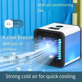 1pc New USB Mini Air Conditioner Fan Cold Air Machine Cooler Home Desktop Refrigeration Small Air Conditioner Mobile Humidifier Water Cooling Fan Summer Essential Office Essential
