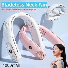 New Fans Cooling Sports USB Rechargeable Portable Fan Mini Hanging Neck Fan Air Cooler Air Conditioner Electric Fan (1200/4000mAh)
