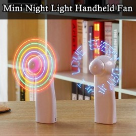 Mini Night Light Handheld Fan Electric Fan Portable Desktop Battery Mini Gift To Give Guests Led Rainbow Lights Fan
