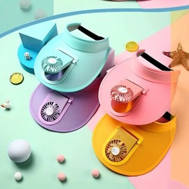 Candy Color USB Rechargeable Fan Cap Summer Fan Cap Adult Fan Cap
