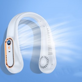 Portable Mini Hanging Neck Fan Digital Display Power ventilador Bladeless Neckband Fan Air Cooler USB Rechargeable Electric Fans
