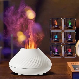 Volcano Air Humidifier Aroma Diffuser Essential Oil Lamp 130ml USB Portable Air Humidifier with 7 Colors Flame Night Light
