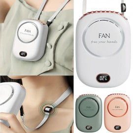 Stay Cool On The Go: Portable Neck Fan With Adjustable Lanyard & USB Rechargeable 3 Speed Fan!
